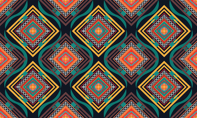 Geometric ethnic flower pattern for background,fabric,wrapping,clothing,wallpaper,Batik,carpet,embroidery style.	