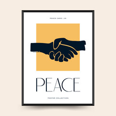 Peace Poster vector template. Editable card for print, interior. Yellow and Blue color.