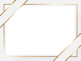 高級感のある斜め掛けリボンフレーム　横位置　ホワイト＆ゴールド