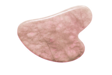 massage stone quartz gouache scraper isolated on white background.