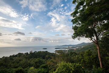 Obraz na płótnie Canvas View from above of Andaman Sea in Phuket Province, Southern Thailand
