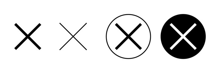 Close icons set. Delete sign and symbol. cross sign