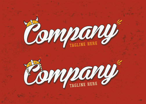 Vector logo vintage, retro design with viking icons on red grunge stock background