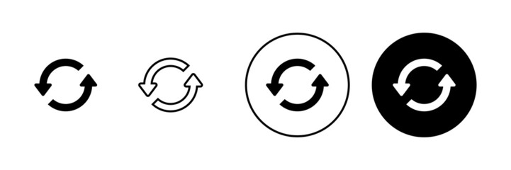 Refresh icons set. Reload sign and symbol. Update icon.