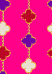 Abstract Golden Chains Floral Geometrics Seamless Pattern Trendy Chic Colors Elegant Decorated Concept