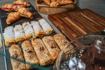 Puff pastry for breakfast, croissants