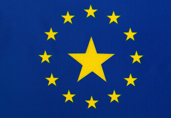 Star in the center of the European flag. Concept of entry into the European Union (EU) of a new state.