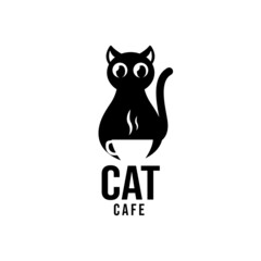 cat cafe logo illustration on white background