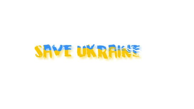 Save Ukraine, text in the color of the Ukrainian flag. No war in Ukraine, grunge text