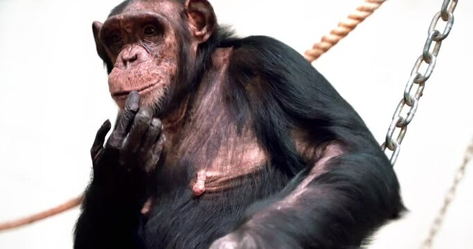 1 a chimpanzee female scratching