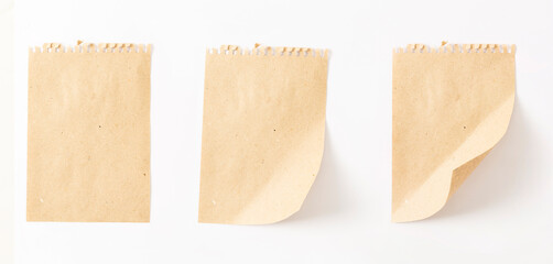 straw paper sheets on a white background
