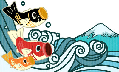 鯉のぼりと富士山（テクスチャ有）