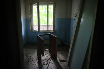 Room of a Building in Pripyat Town, Chernobyl Exclusion Zone, Ukraine