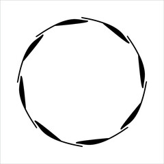 Vector hand drawn spring wreath isolated on white background. Silhouette circle of leaves. Doodle style. Floral monogram frame.