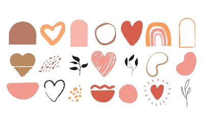 Set of vector elements with texture for postcards and posters on a transparent background