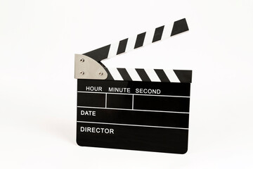 movie clapperboard on white background