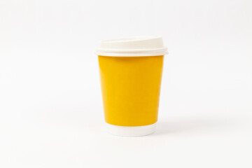 take away cardboard coffee cup on white background