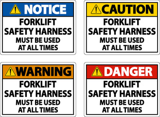 Forklift Safety Harness Sign On White Background