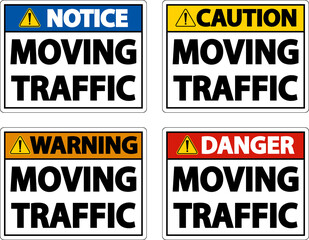 Caution Moving Traffic Sign On White Background