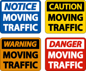 Caution Moving Traffic Sign On White Background