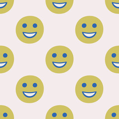 Seamless vector facial expression pattern. Repeat chat emoji background for fabric, textile, wrapping, cover etc.