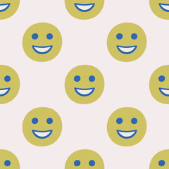 Seamless vector facial expression pattern. Repeat chat emoji background for fabric, textile, wrapping, cover etc.