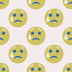 Seamless vector facial expression pattern. Repeat chat emoji background for fabric, textile, wrapping, cover etc.