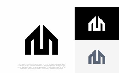 letter M home house logo initial vector icon design illustration
