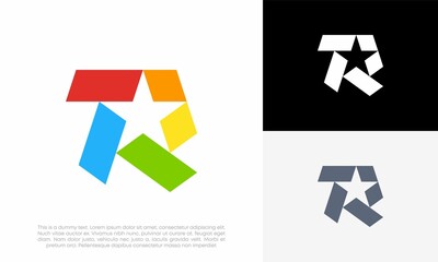 letter R star logo initial vector icon design illustration