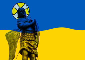 Ukrainian background guardian angel abstract collage. Consider buying as support.