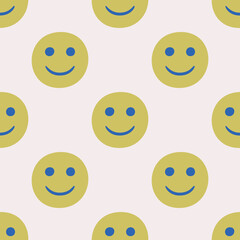 Seamless vector facial expression pattern. Repeat chat emoji background for fabric, textile, wrapping, cover etc.
