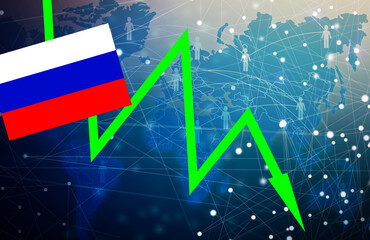 A flag that combines the Russian flag, stock chart, and candlestick. Computer graphics