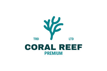Blue coral reef logo underwater tropical design