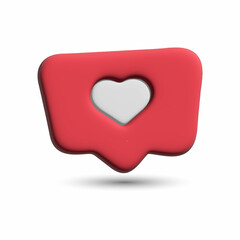 3D social media notification icon with heart symbol like icon vector