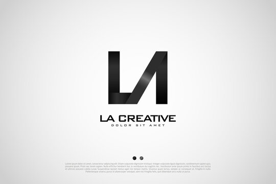 Creative metallic logo. Letter luxury abstract L and A logotype design on grey gradient background. Usable for business, construction, building, architecture, companies. Stock vector element