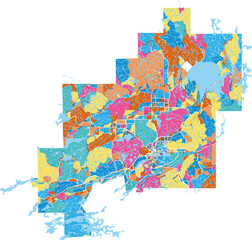 GreaterSudbury, Canada colorful high resolution art map