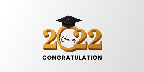 3d golden class of 2022 happy graduation congratulation for university collage high school © andinur