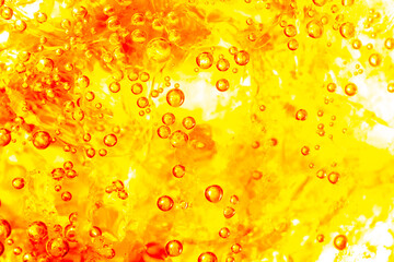 Detail of Cold Bubbly Carbonated Soft Drink with Ice