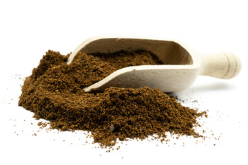 Coffee powder heap isolated on white background