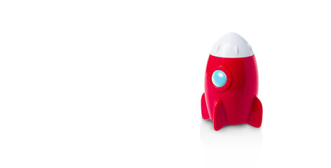 Red rocket on white background, Hi Energy rocket idea wating for Take-off new business success concept