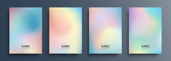 Set of blurred backgrounds with light soft color gradient for your creative graphic design. Vector illustration.