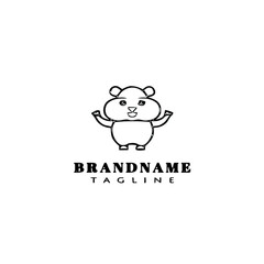 gerbil logo cartoon icon design template black isolated vector illustration