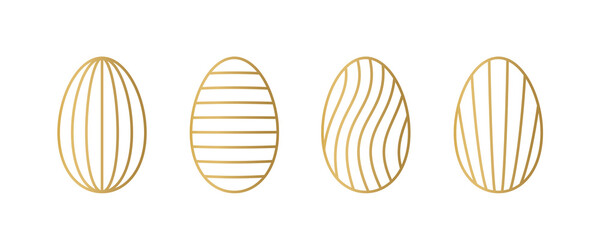 set of different golden line easter egg - vector illustration