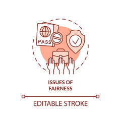 Issues of fairness terracotta concept icon. Legalizing immigrants negative impact abstract idea thin line illustration. Isolated outline drawing. Editable stroke. Arial, Myriad Pro-Bold fonts used