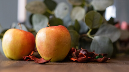Apples with leaves