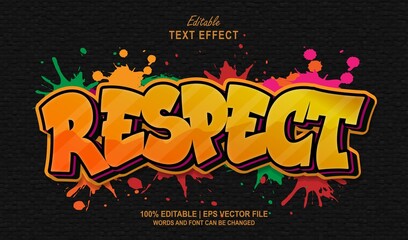 Respect Editable Text Effect Style Graffiti - obrazy, fototapety, plakaty
