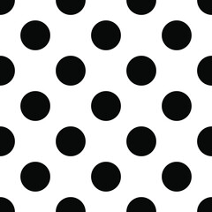 Polka dot seamless black and white vector pattern.