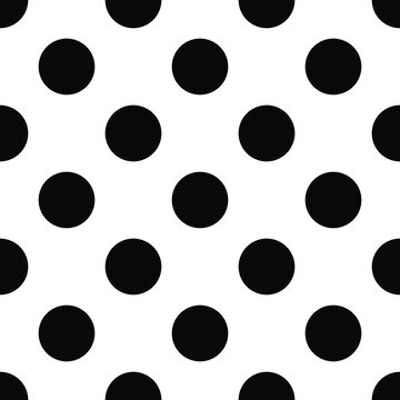 Polka dot seamless black and white vector pattern.