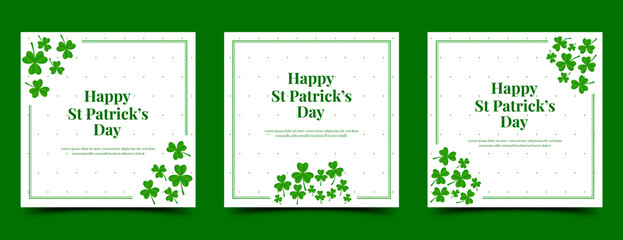 Set of Saint Patrick day square banner template. Usable for social media post, banner, greeting card, and web.