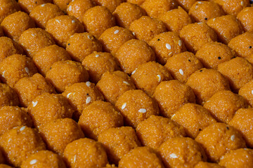Indian sweet dessert balls, close up, Jaipur, India